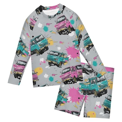Conjunto de natación multicolor contra rozaduras y quemaduras para niños de 3 a 10 años Mangas Truck