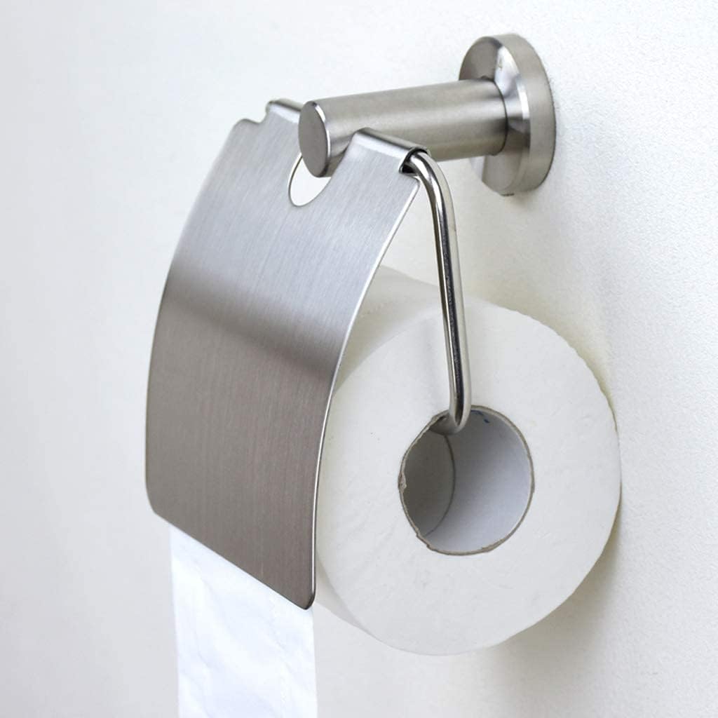 XIEAE Paper Hanger Concise Toilet Paper Holder，Stainless Steel Roll Paper Holder Wall Mount Tissue Box，Fixture Bathroom Accessories，Silver Washroom