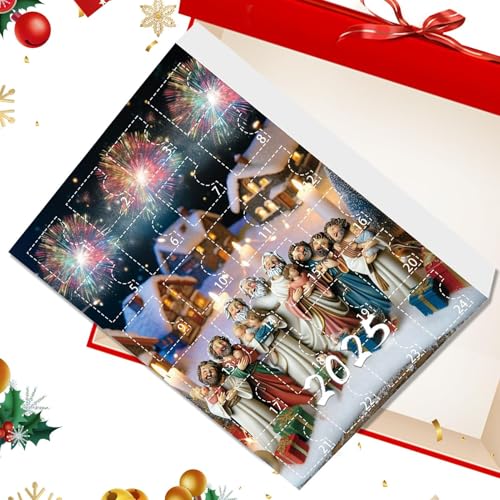 Natale 2025-24 giorni 2d Gesù Cancelletto per la decorazione delle vacanze, da collezione con design festivo per bambini e adulti, display esterno interno su albero, porta, mensola del