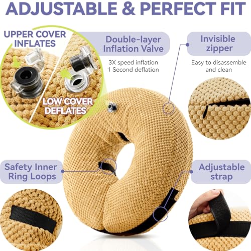 Image of Loflaze Inflatable Dog Cone Collar - Dog Neck Donut Cone Collar Alternative After Surgery - Soft Cone for Large Medium Small Dogs Cats - Alternative Recovery E Collar (Yello, M)