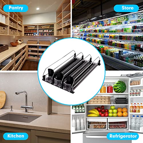 Bingohive Automatic Soda Can Organizer For Refrigerator Can Dispenser For Beer Soda Seltzer Drink Pop Can Holder Self-Pushing Drink Organizer For Fridge Storage 15 Cans Of 11.15Oz 12Oz 16Oz 16.9Oz #TOP4