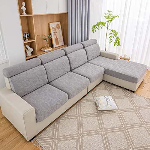 Foreate Non-Slip Sectional Couch Covers For Chair/Loveseat/3 Cushion/4 Cushion Sofa Stretch Cushion Covers For Sectional Sofa L Shape, Sofa Protector From Kids And Pets, Grey (Only 1 Piece) #TOP2