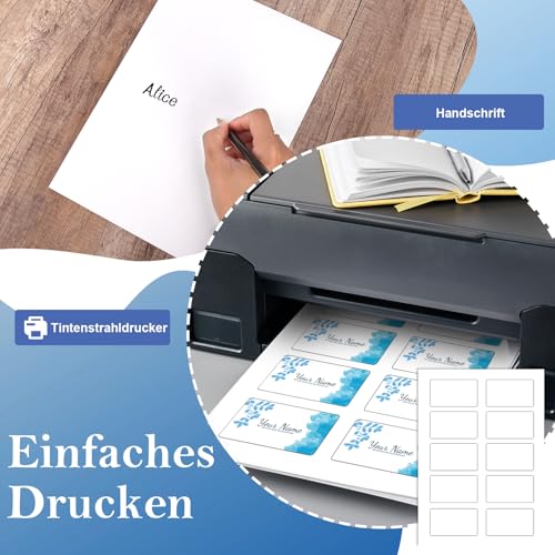 300 Stück Namensetiketten Selbstklebend Namensaufkleber Namensetiketten Ablösbar Bedruckbare A4 Etiketten Für Kleidung 80x50mm Für Inkjetdrucker