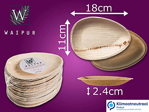 Waipur Bio Palmblad Borden β 25x Ovaal Bord 17cm - Composteerbaar Eersteklas Wegwerpservies - Milieuvriendelijke Wegwerp Bordjes - Palmblad Feest Servies - Afbeelding 4