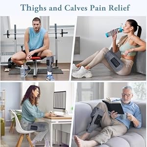 Air Compression Leg Massagers for Circulation and Pain Relief with Heat Cordless Wearable Thigh or Calf Leg Massagers 4 Modes 3 Intensities Relax for Home Office Gym Gift for Men Women Pair