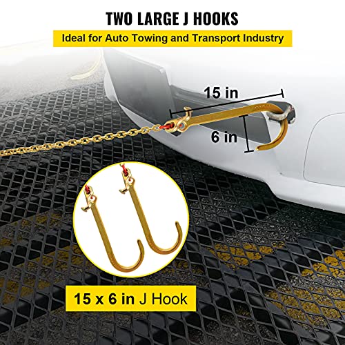 Vevor V Bridle Chain, 5/16 In X 2 Ft Bridle Tow Chain, Grade 80 V-Bridle Transport Chain, 9260 Lbs Break Strength With Tj Hooks And Crab Hooks, Heavy Duty Pear Link Connector And Chain Shorteners #TOP3