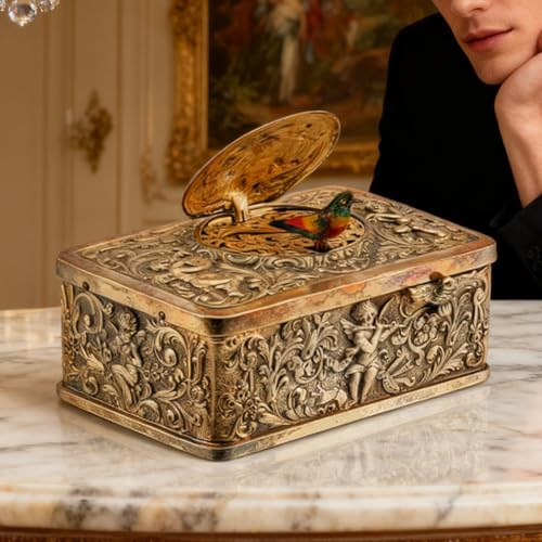 Cajas de música decorativas tridimensionales doradas y plateadas 8