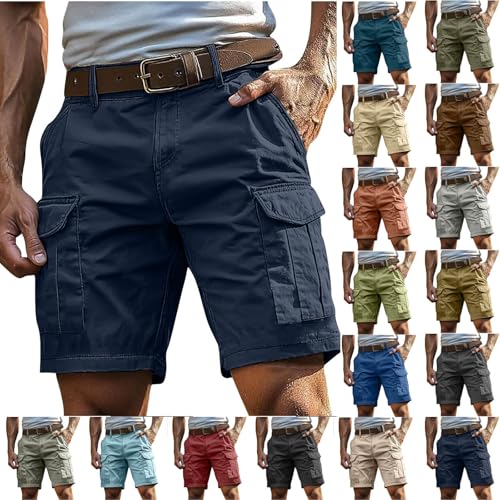Cargo Shorts for Men Casual Summer Workout Pants Big and Tall Knee Length Multi Pocket Bermuda Hiking Shorts NO Belt