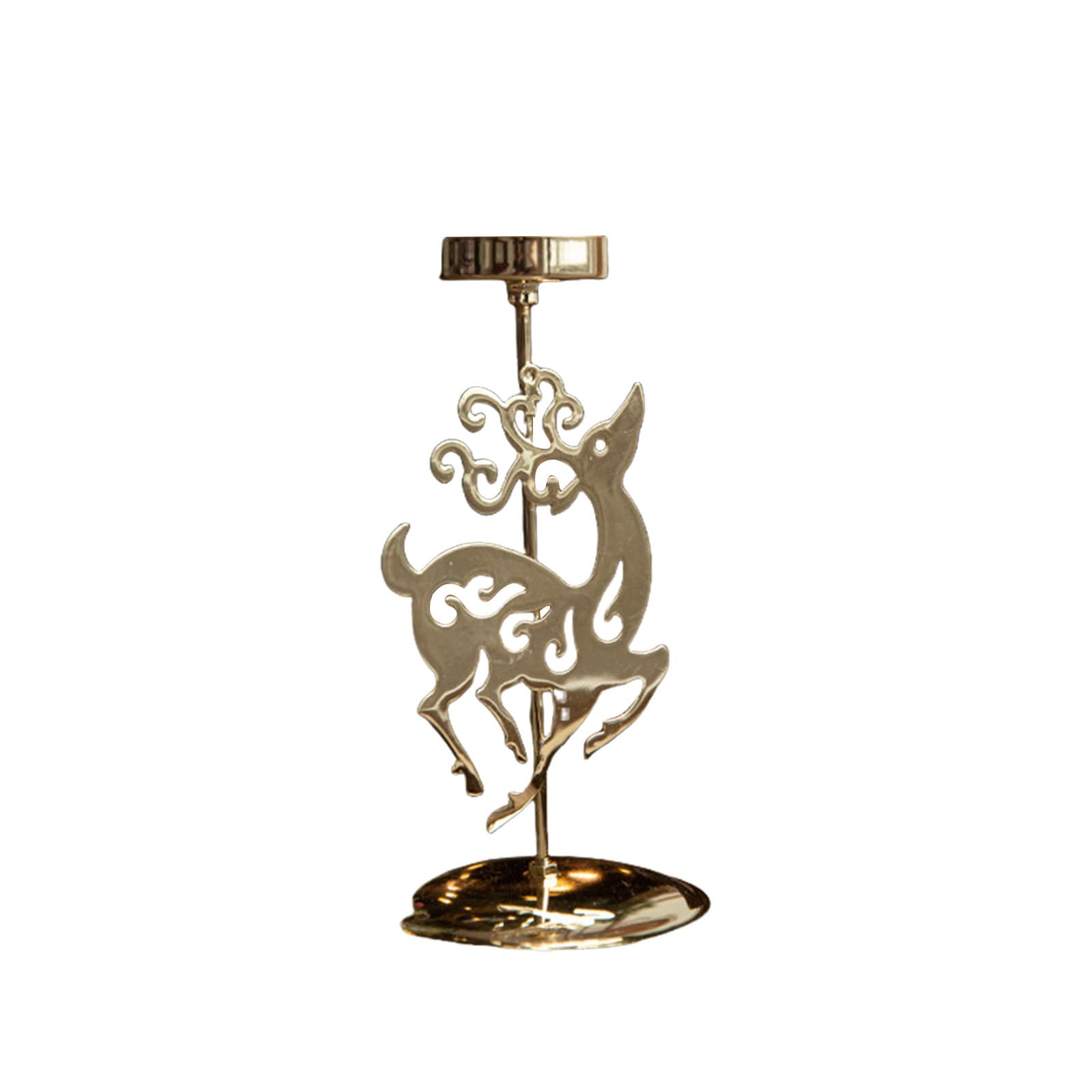Kalttoy Elk Model Decorative Iron Stand With Christmas Pattern Holder Candlestick For Dining Room And Centerpieces Decors Holiday Decorative Candelabra
