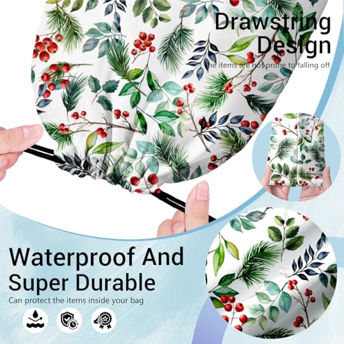 Image of Holly Leaves Gymnastics Grip Bag Green Lightweight Drawstring Storage Pouch Bag Party Favor
