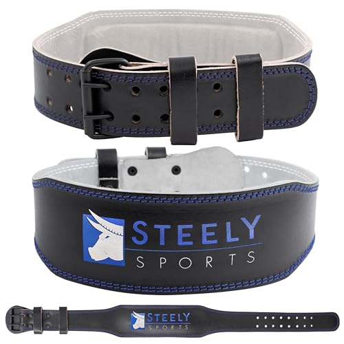 STEELY SPORTS Herren Gewichthebergürtel Leder/Trainingsgürtel (S) (Krafttraining Bodybuilding Gürtel Gurt Gewichtheber Fitnessgürtel Zubehör)