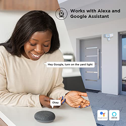 Home Zone Security Smart Smd Led Outdoor Flood Light, 3500Lm, 3000-5000K Adjustable Color Temperature, Long & Wide 70’ X 240° Motion Sensor Detection, Wifi, Works W/Alexa & Google, Aluminum Heads #TOP5