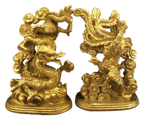 Cadeau de mariage statue dragon et phoenix ornement traditionnel