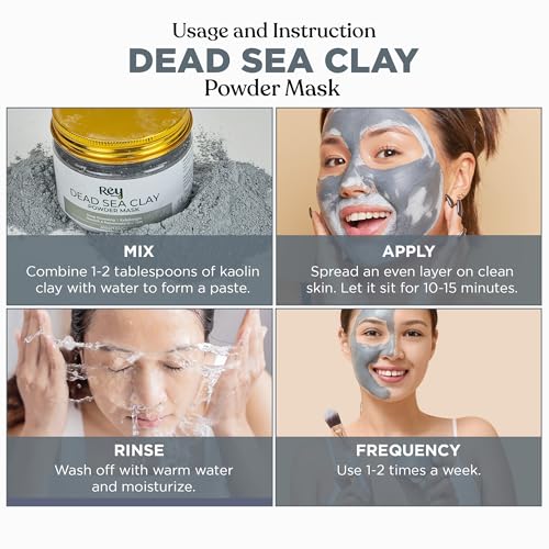 Image of Rey Naturals Dead Sea Clay Face Pack - 200g | Face Clay Mask for Skin Hydration & Detoxification | Minimize Blackheads & Acne | Draws Out Impurities, Dirt & Toxins From Skin
