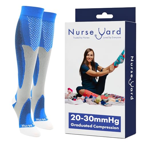 Image of Nurse Yard Compression Socks for Nurses - Women & Men - 20-30mmHg Graduated Compression, Zero-Toe Compression, For Medical Staff, Nursing, Athletic Support Such As Running, Cycling, Hiking - 1 Pair