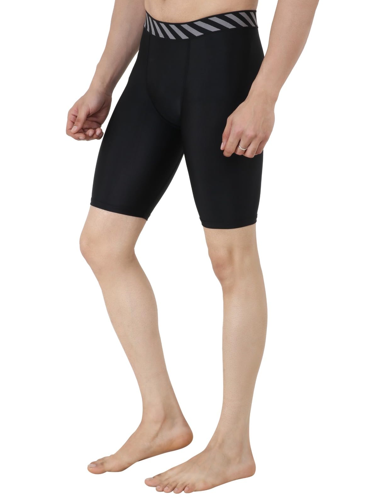 Men's Nylon Sports Half Compression Pant (Black)