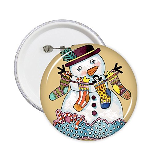 Badge Bonhomme de neige chaussette idée cadeau invités lot de 5