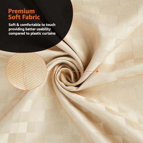 Image of Amazon Basics Shower Curtain 5 Feet | PVC-Free, No Plastic Smell | Machine Washable Fabric | Cream | 6ft Wide | 12 Hooks -180 CM X 150 CM