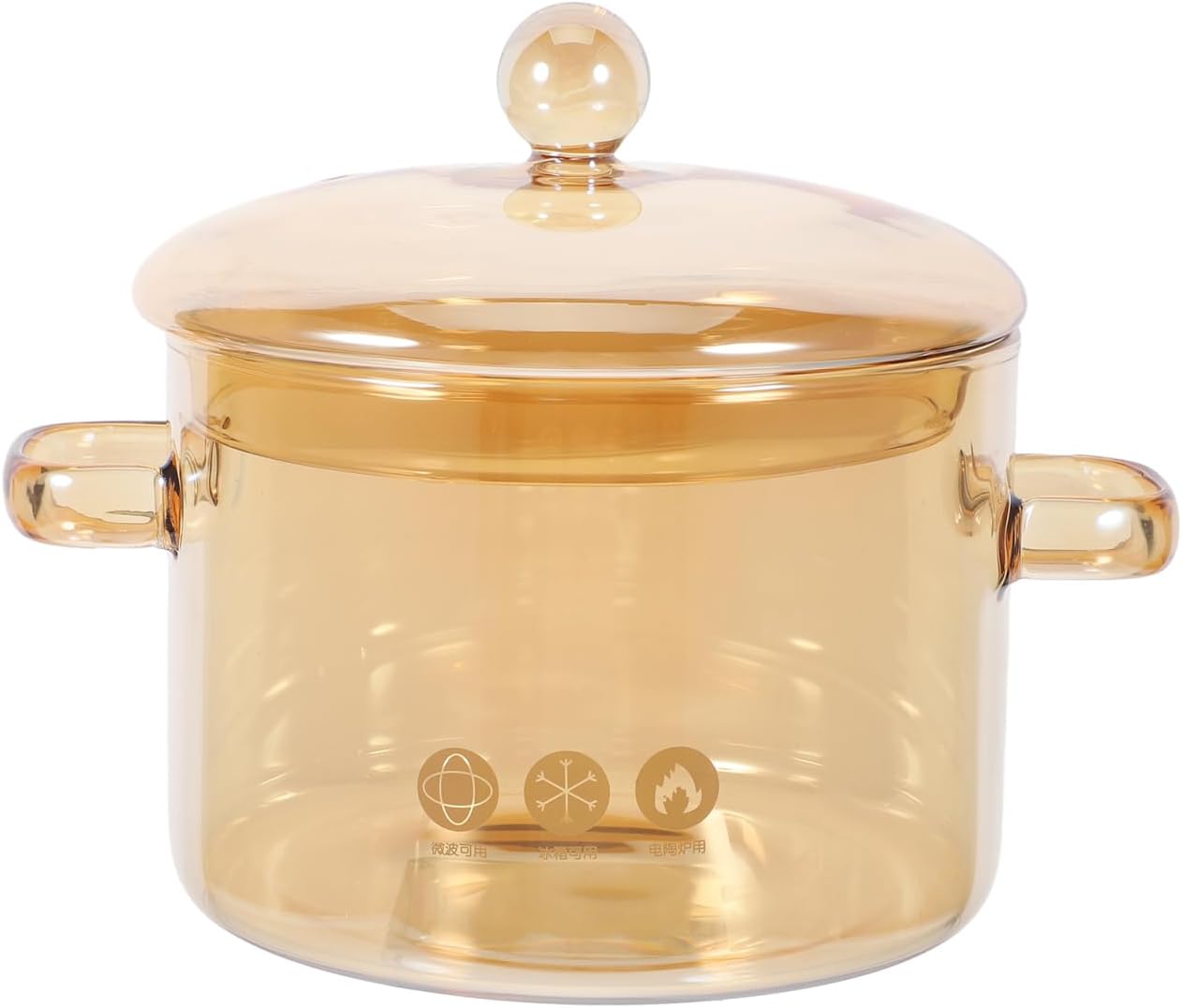 Amber Glass Cooking Pot with Lid, Borosilicate Glass Saucepan for Stovetop, Simmer Pot for Potpourri Soup Ramen, Gas & Ceramic Safe