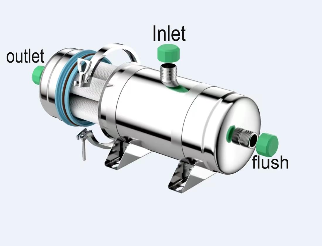 sistema de filtro de agua, Purificador de agua ultrafiltración PVDF lavable 2000L/h/filtro del grifo/filtración potable 0,01 ml SUS304 (diámetro 102mm)