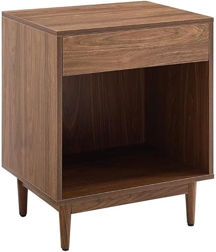 Crosley Furniture Liam - Mesa auxiliar y soporte para tocadiscos con almacenamiento para discos de vinilo, nogal