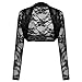 Prime fashions Women’s Long Sleeve Cropped Bolero Shrug – Plain Open Front Cardigan for Party & Casual Wear (M-L, Black Lace)
