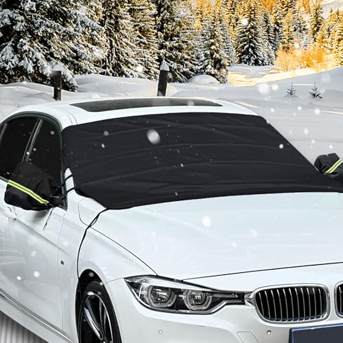 Zhufas Protege Pare Brise Givre, Couverture Pare Brise Voiture 190x107cm, Protection Pare Brise Hiver, Couverture de Fenêtre de Voiture Hiver UV, pour la Voiture, SUV
