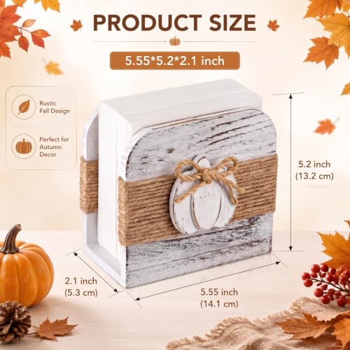 Image of Natural Wooden Napkin Holder, Pumpkin Style, White