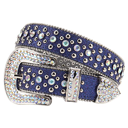 Rhinestones Belt for Men Women Luxury Western Leather Belts Diamond Sparkle Cowgirl Cowboy Studded Belts for Jeans
