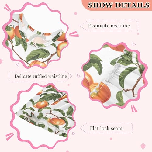 Girls and Toddlers'Sleeveless Vintage Yellow Peaches Prints Summer Casual Dresses for Home Party Beach 2-8 Years3