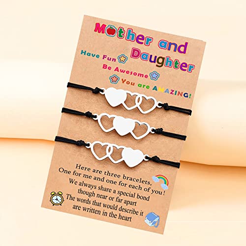 Mother Matching Love Heart Wish Bracelets String Charm Mommy and Me for Mother Wish Card Gift-A3