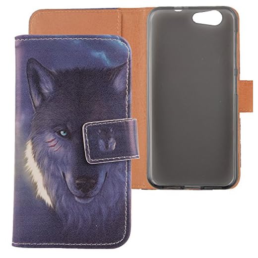 Lankashi PU flip läder väska skal skydd mobiltelefon skal för ZTE Blade A512 5,2 tum Wolf Design