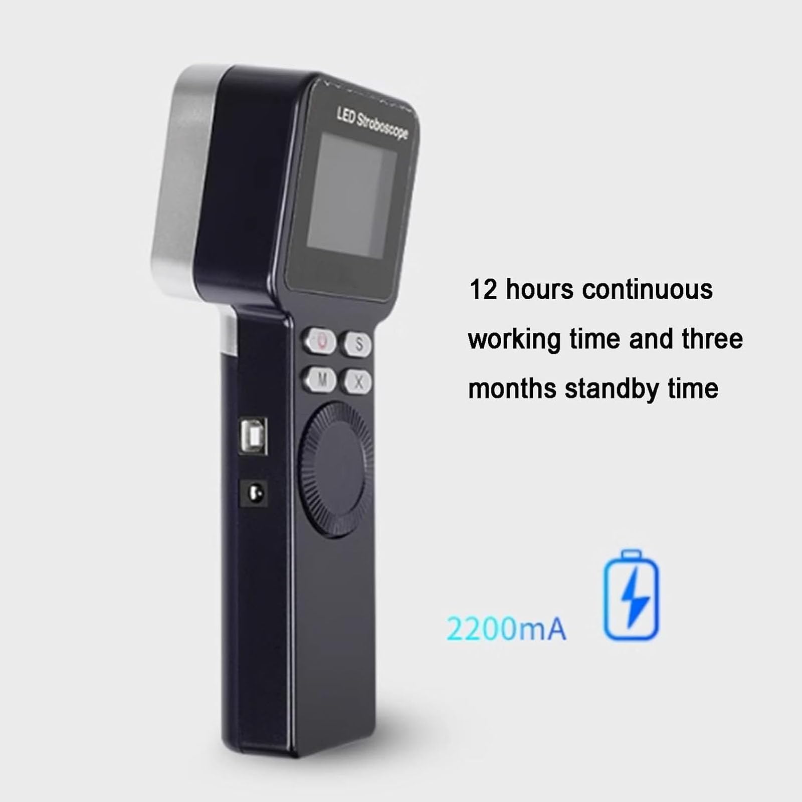 Tacómetro de luz estroboscópica digital LED, analizador de velocidad del motor sin contacto, mide la velocidad del motor 1-999999 RPM para engranajes y neumáticos