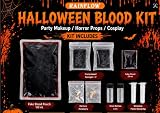 RAINFLOW Halloween Special Effects Makeup Kit - Realistic Zombie Teeth, Fake Blood, Thermoplastic Beads and Sponges for Cosplay, Stage Horror, Bruises, Scar and Zombie Clown Mouth Clothes