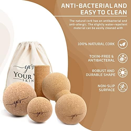YVS® - Cork Massage Roller Ball Set, Cork Peanut Roller, Cork Massage Ball, Cork Mini Roller, Rollers for Back and Muscles, Deep Tissue Trigger Point, Roller Muscles, Back Pain Roller