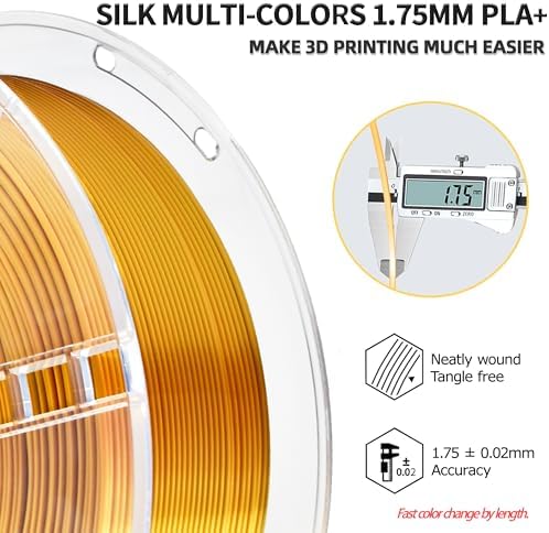 iBOSS PLA Plus(PLA+) Silk 3D Printer Filament 1.75mm Silk Gold, 3D Printing PLA+ Filament High Toughness, 1kg Spool (2.2lbs), Dimensional Accuracy +/- 0.02 mm, Fit Most FDM 3D Printers - View 4