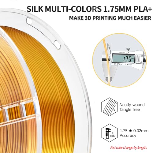 Image of iBOSS PLA Plus (PLA+) 3D Printer Filament 1.75mm+ /- 0.02mm,1kg (2.2lbs) Silk Shiny Filament 3D Printing Filament,Smooth Silky Surface,Shiny Gold PLA Pro 3D Filament,Fit Most FDM Printer (Slik Gold)