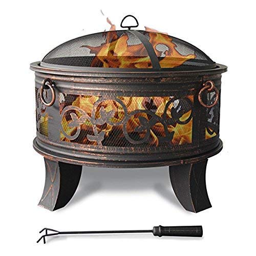 Home&Decorations Feuerschale mit Grillrost, Funkenschutz und Schürhaken inklusive – Feuerkorb und Feuerstelle mit Ø66cm Durchmesser für Garten, Draußen, Terrasse, Grillparty und Gartengrill