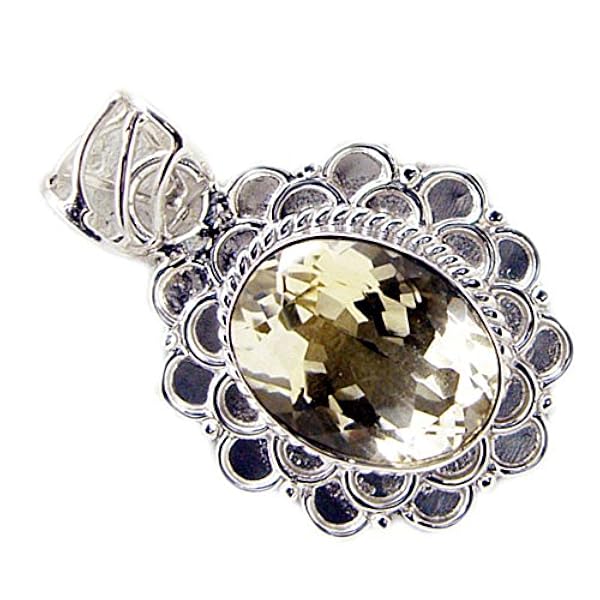 Gemsonclick Ciondolo citrino Naturale Donne Collana di Moda Forma Ovale in Argento Sterling Chakra