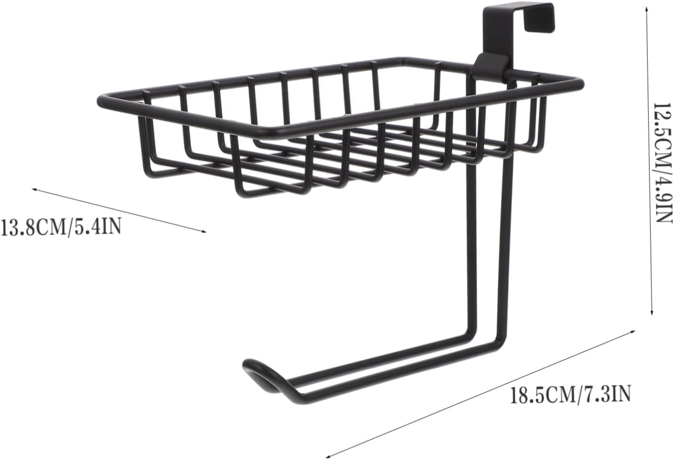 2pcs Black Wall - Mounted Toilet Paper Holder with Storage Basket, Ideal for Bathroom & RV Organization