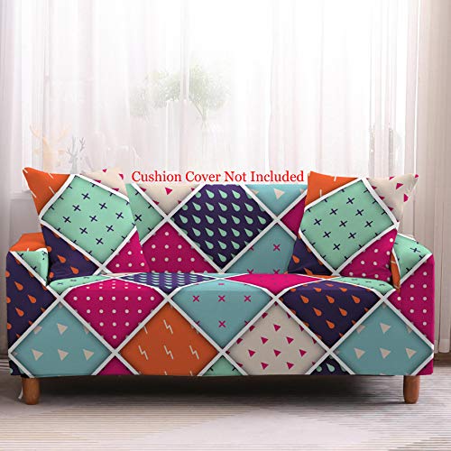 Image of House of Quirk Big Elasticity Polyester Blend Mandala Print Universal Double Seater Sofa Cover (Pink /Green, 145-185cm)
