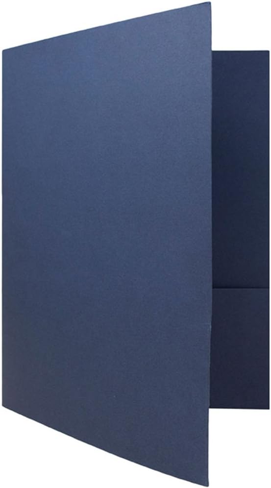 JAM PAPER Two Pocket Textured Linen Presentation Folders - Letter Size Business Folder - Navy Blue - Bulk 25/Pack