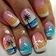 Auiremrti 24 Stück Sommer-Press-on-Nägel,Kurze Quadratische Kunstnägel,Vollständige Abdeckung,Hawaii-Stil,Zum Aufkleben, Glitzer-Acrylnägel,French Tip,Press-on-Nägel