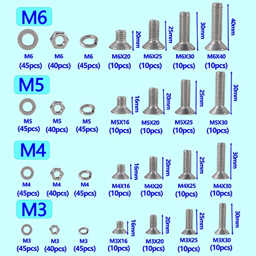 HVDHYY M3 M4 M5 M6 Nut and Bolt set Machine Screws & Nuts & Washers Assortment kit 304 Stainless Steel Button with a Reusable Storage Box (680pcs) - Image 2
