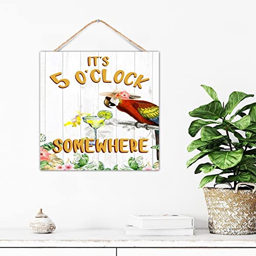 Plaque décorative en bois perroquet rustique multicolore 30,5x30,5 cm - 5
