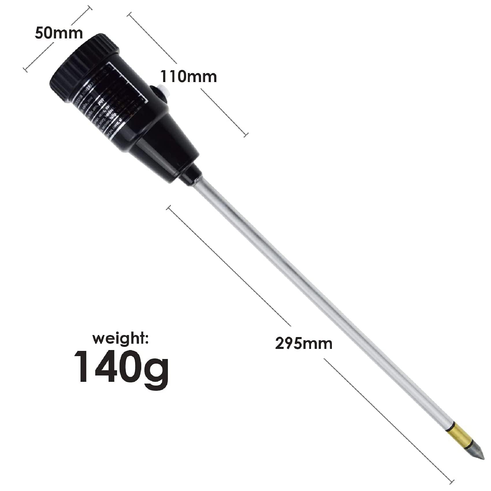 COYEUX Prueba de medidor de Humedad de pH del Suelo, Sensor de sonda de Suelo con sonda de electrodo de 295 mm de Longitud para Plantas de jardín Interiores y Exteriores