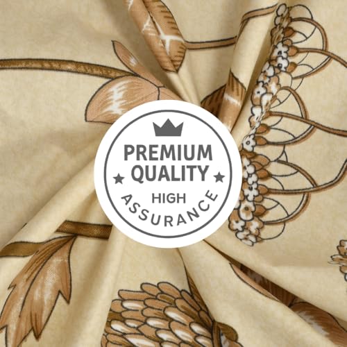 Image of Mafatlal Plush 140 GSM Double Bed Sheet | 90 x 100 Inches | Lightweight Microfiber Cloth | Queen Size | Soft & Stylish | Light Beige & Brown