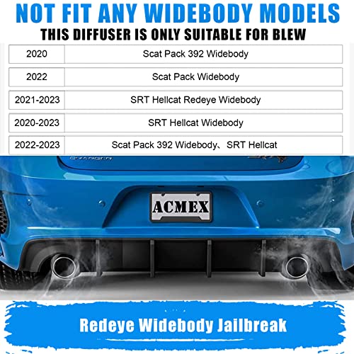 Acmex Rear Diffuser Compatible With 2020-2023 Dodge Charger Widebody Rear Lip Bumper Diffuser, 2021 2022 Dodge Charger Diffuser Rear Body Splitter Valance Pp Material(Matte Black) #TOP5