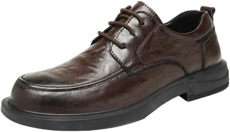 Men's Business Oxford Shoes Casual Versatile Wedding Shoes Thick-Soled Lace-up Comfortable Breathable Non-Slip wear-Resistant Rubber Shoes for Men