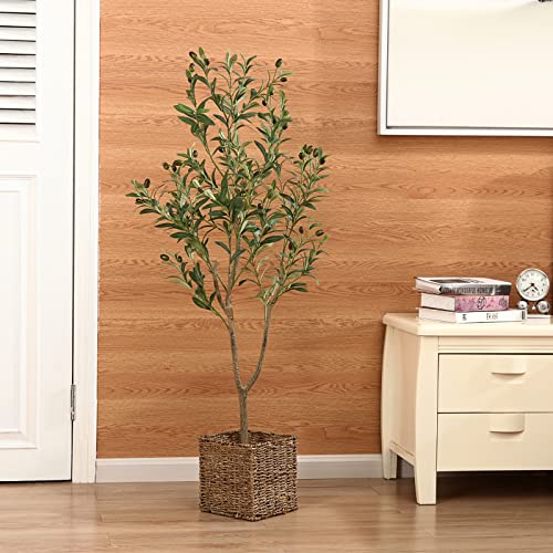 Oakred Artificial Olive Tree,4Ft Tall Fake Plant Faux Olive Plants For Indoor,Natural Fake Tree,Artificial Silk Plants For Office Home Living Room Floor Patio Greening Porch Decor,Set Of 1 #TOP7